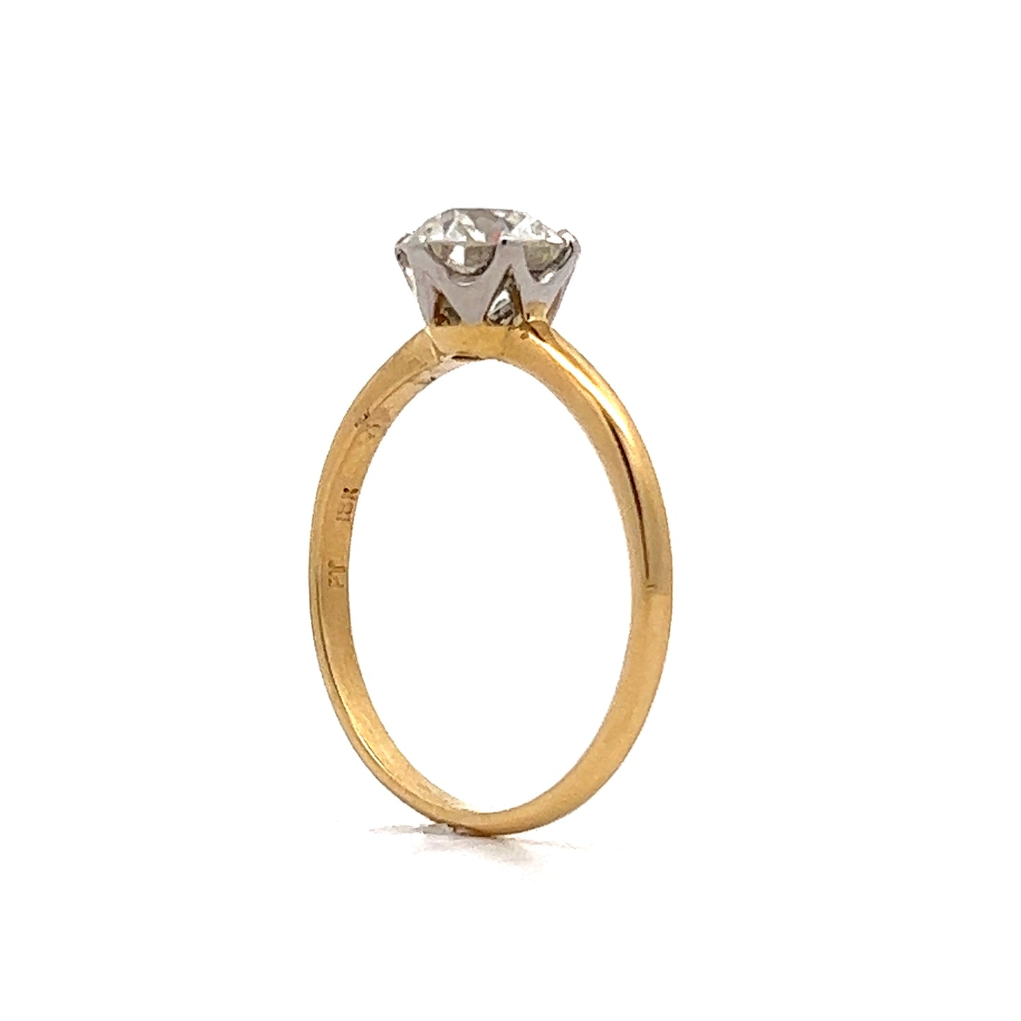 1.23 Old European Solitaire Engagement Ring in Platinum & Yellow Gold