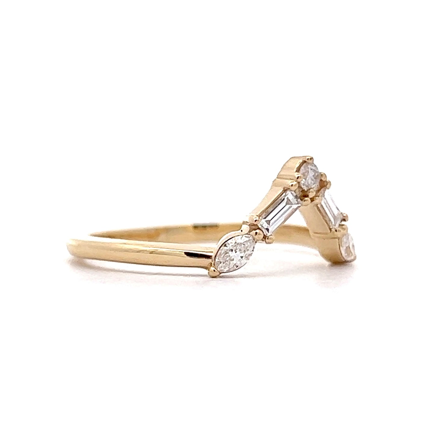 .31 V Shaped Contour Wedding Band in 14k Yellow Gold