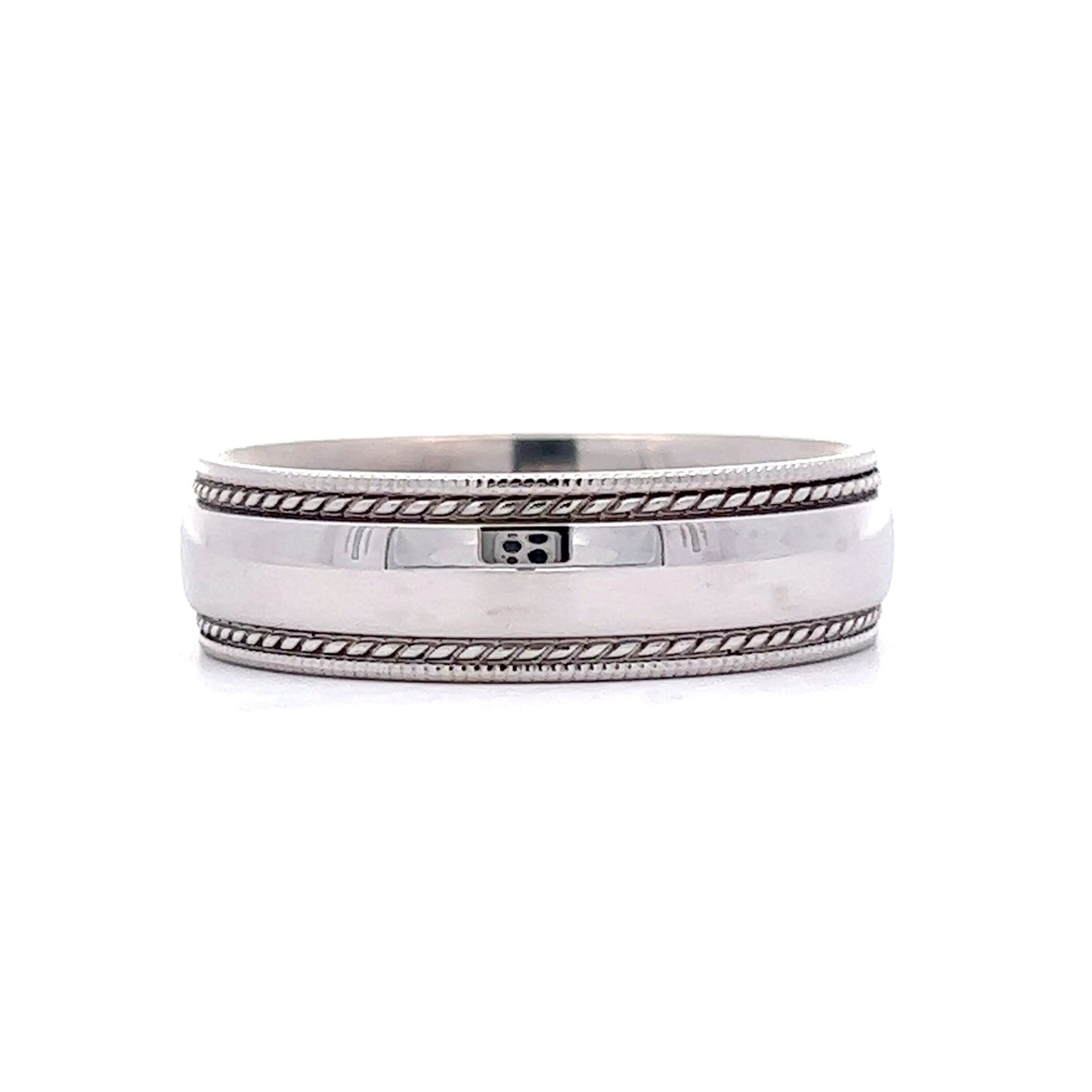 Men's Milgrain 6mm Wedding Band in 14k White Gold