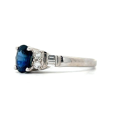 .92 Oval Cut Sapphire Engagement Ring in 18k White Gold