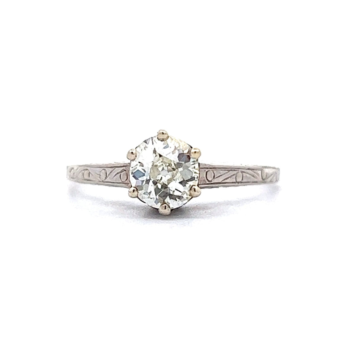.70 Art Deco Solitaire Diamond Engagement Ring in 14k White Gold