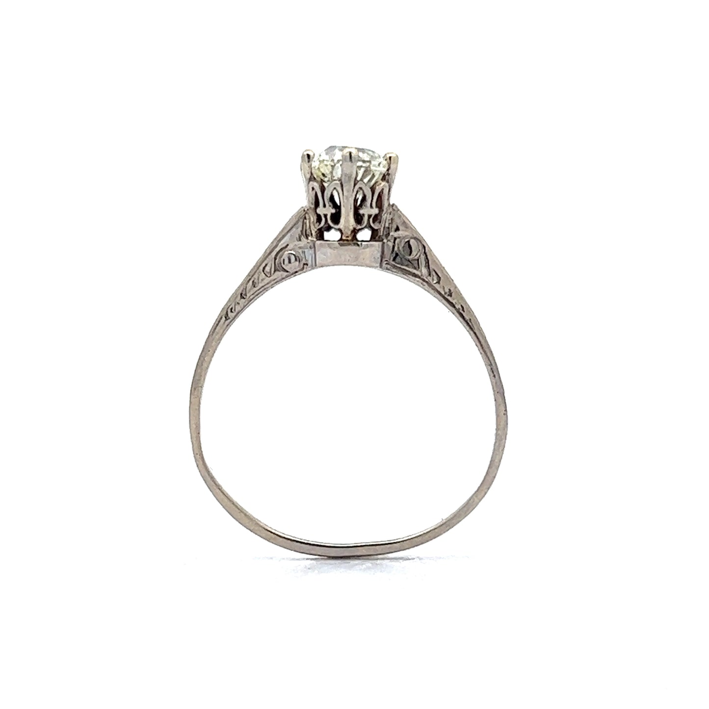 .70 Art Deco Solitaire Diamond Engagement Ring in 14k White Gold