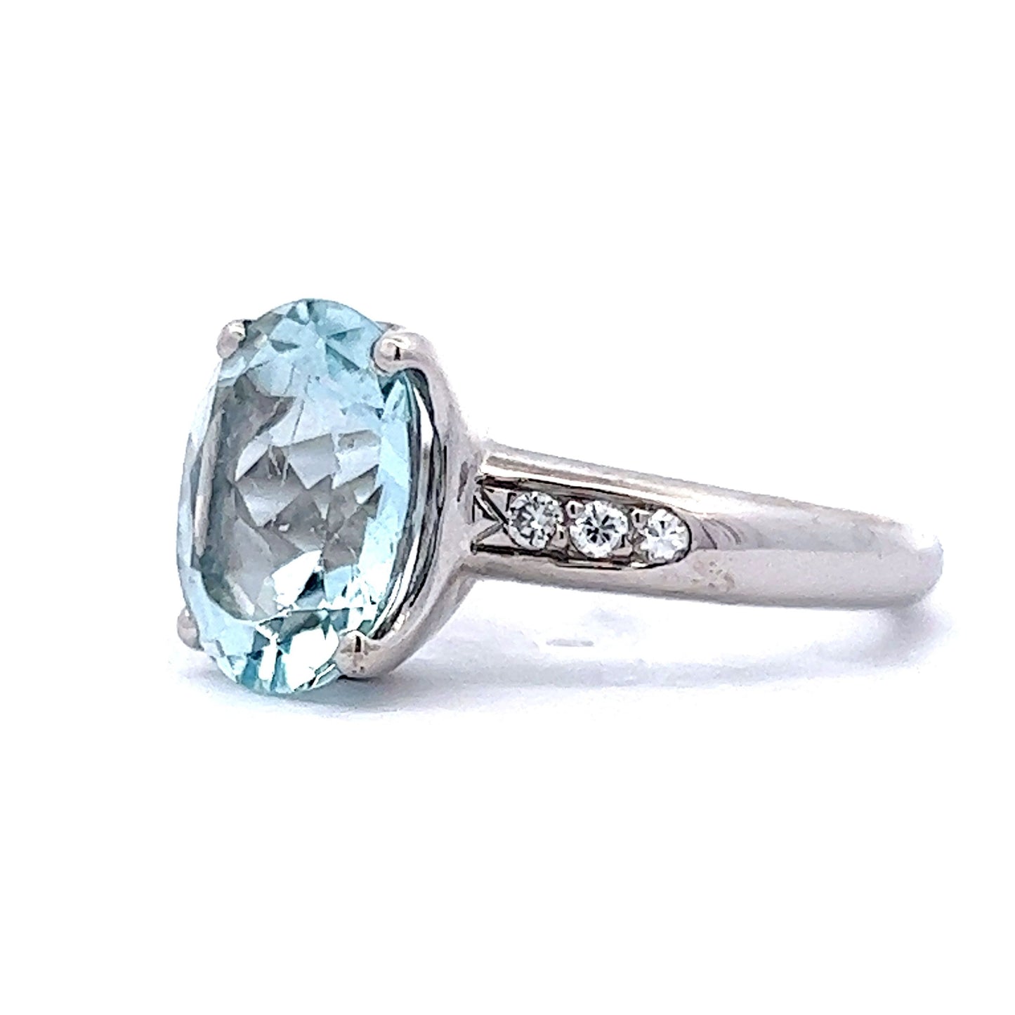 3.56 Aquamarine & Diamond Cocktail Ring in 18k White Gold