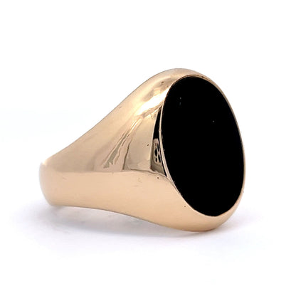 3.25 Men's Cabochon Onyx Signet Ring in 14k Yellow Gold