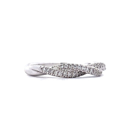 Twisted Pave Diamond Band in 18k White Gold