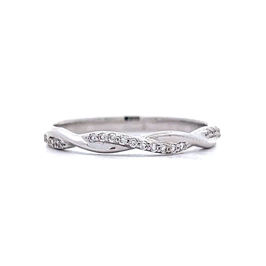 .06 Diamond Twist Wedding Band in 14k White Gold