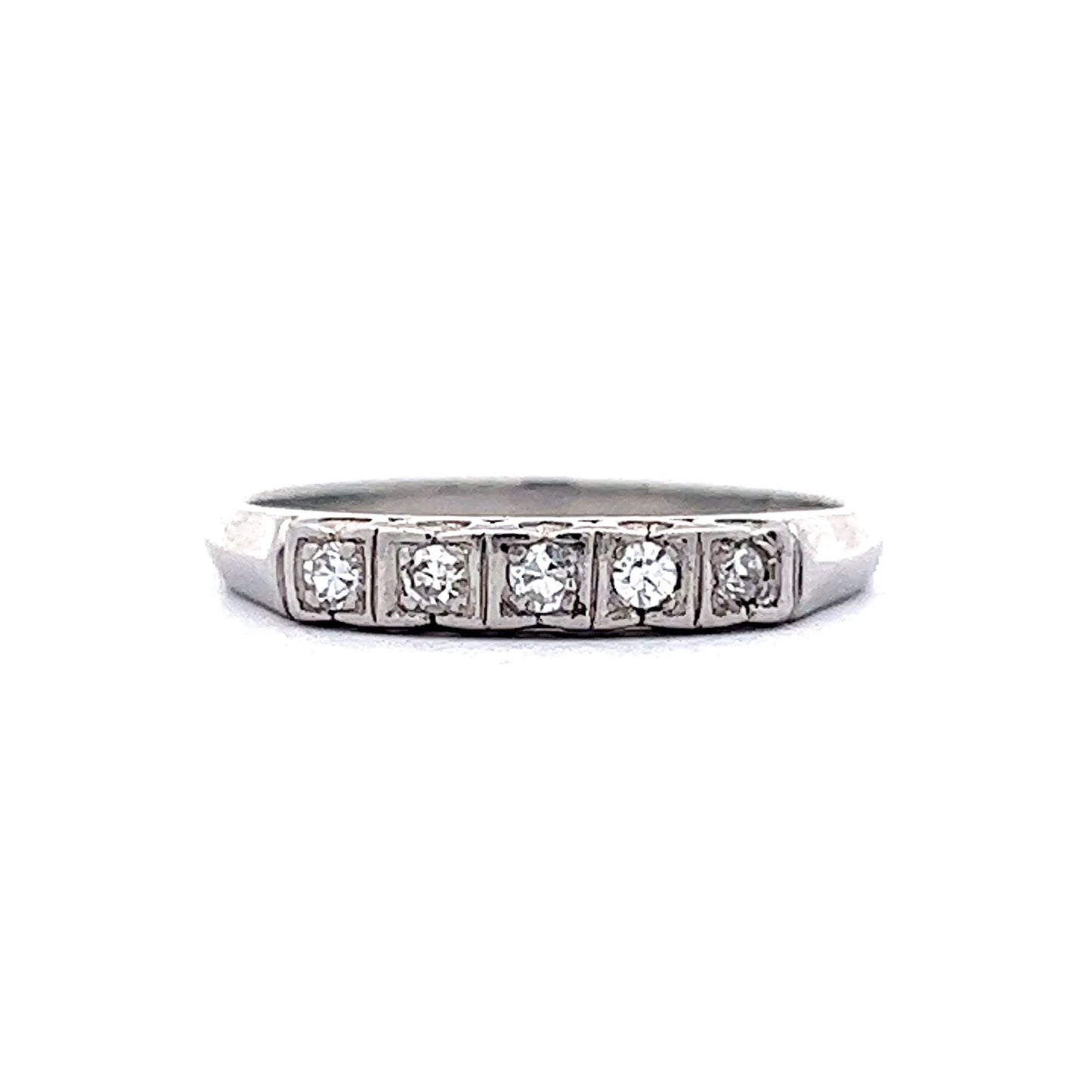 Vintage Five Stone Diamond Wedding Band in Platinum