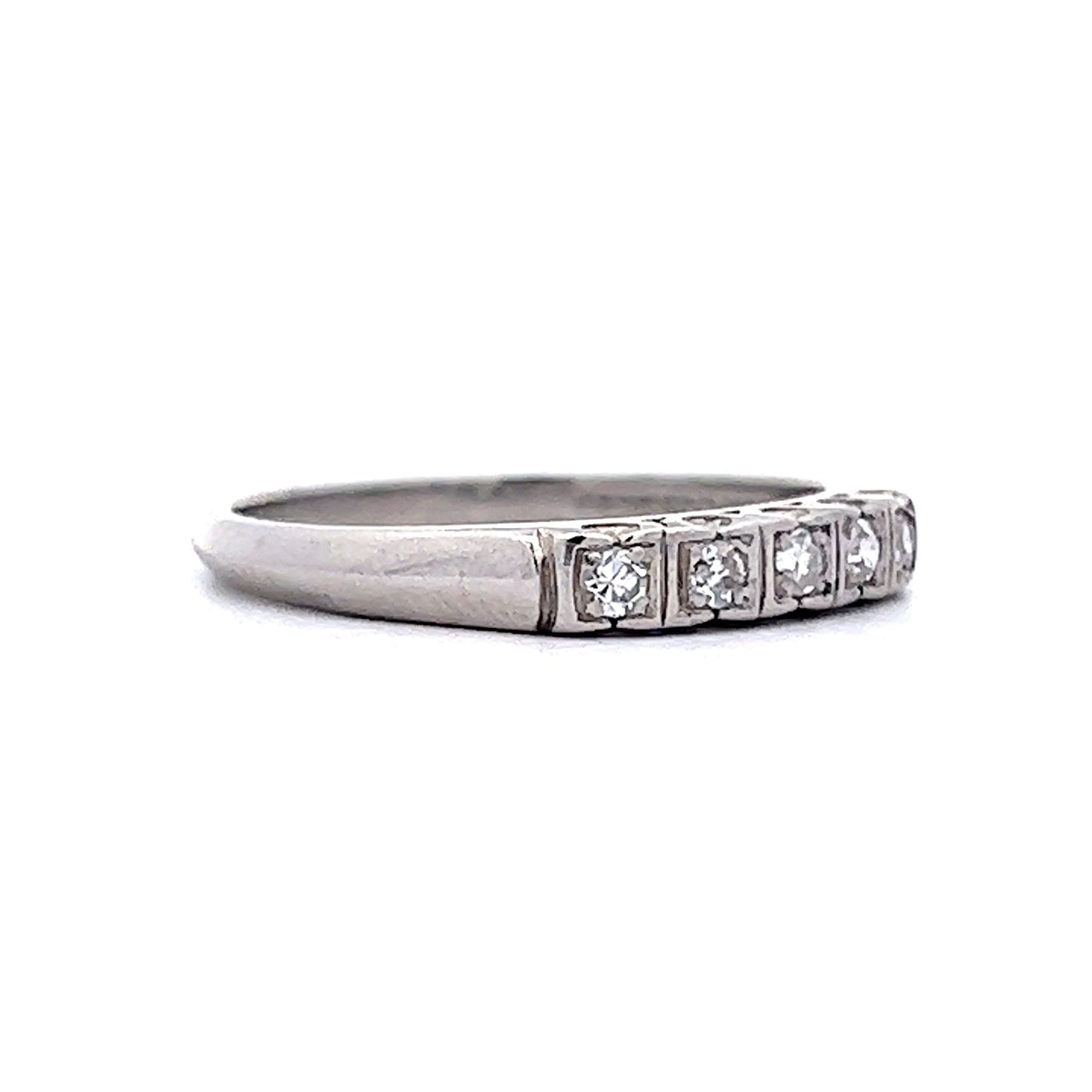 Vintage Five Stone Diamond Wedding Band in Platinum