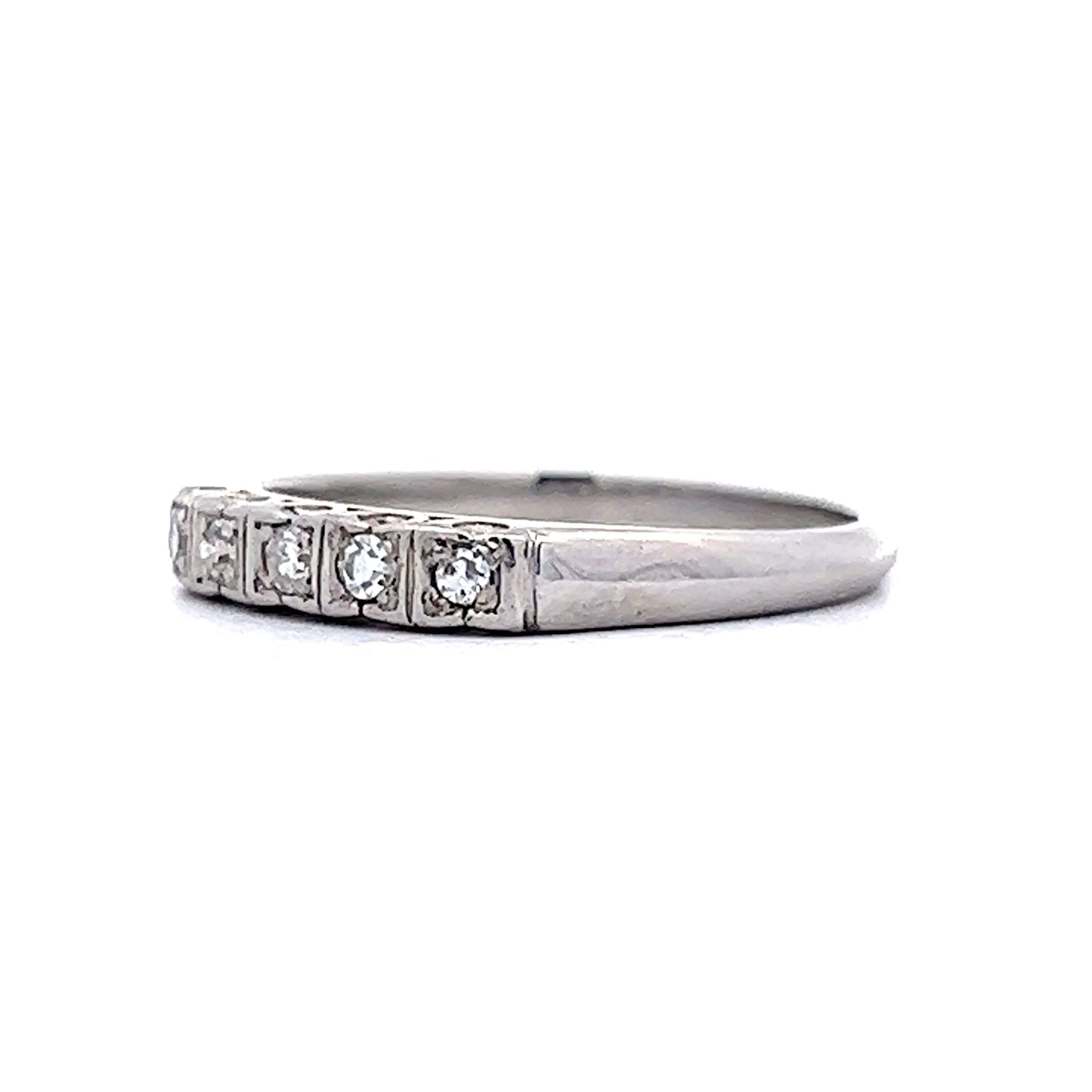 Vintage Five Stone Diamond Wedding Band in Platinum