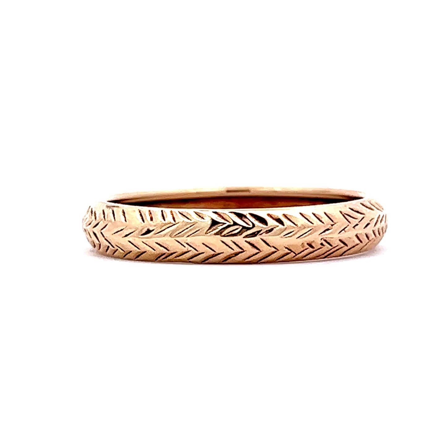 Men's Mid-Century Patterned Yellow Gold Wedding Band