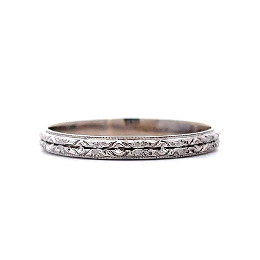 Men's Thin Art Deco Wedding Band in 14k White Gold