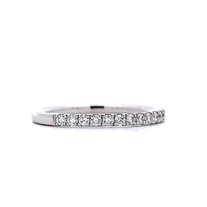 Thin Stacking Band w/ Diamonds in 14k White Gold