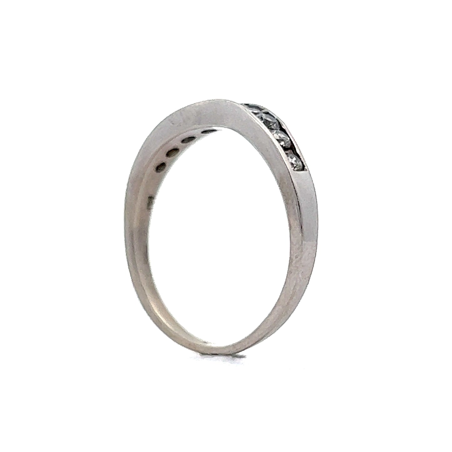 Wedding Band Modern .50 Round Brilliant Cut Diamonds in 14K White Gold