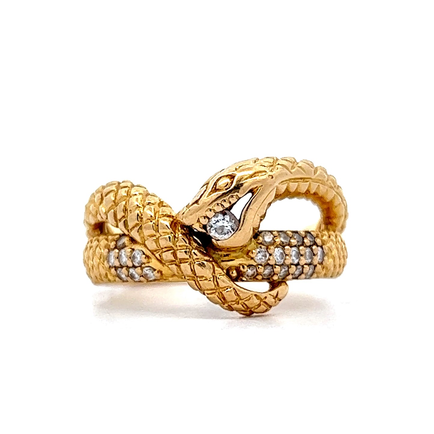 Diamond Snake Cocktail Ring in 18k Yellow Gold