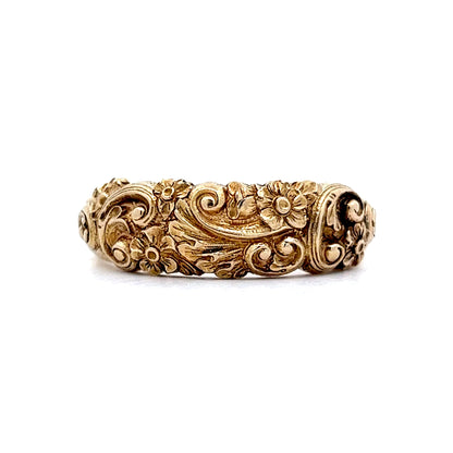 Vintage Art Nouveau Engraved Ring in 14k Yellow Gold