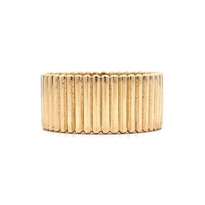 Ultra Wide Ridged Stacking Band in 14k Yellow Gold