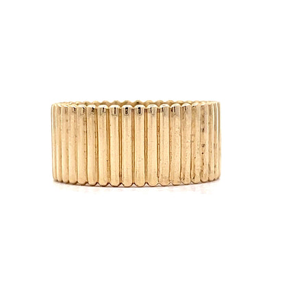 Ultra Wide Ridged Stacking Band in 14k Yellow Gold