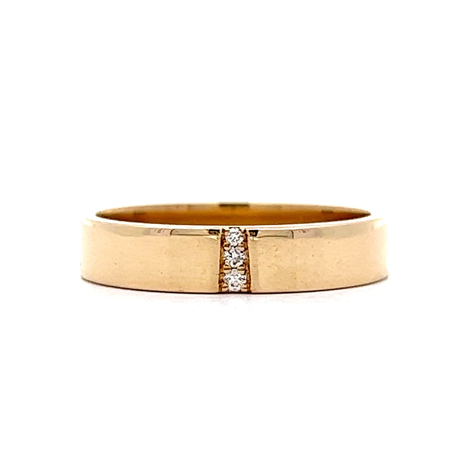 Flat Edge Diamond Stacking Band in 14k Yellow Gold