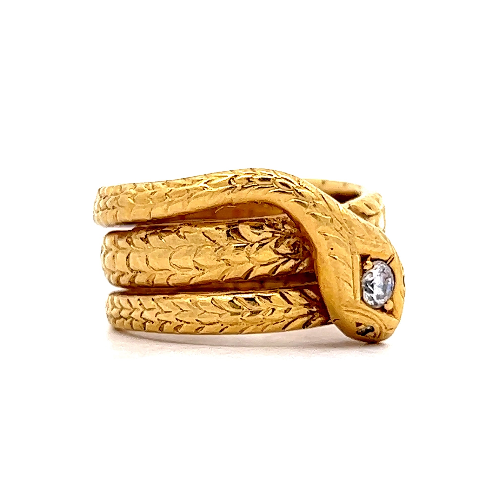 Vintage Diamond Snake Ring in 18k Yellow Gold