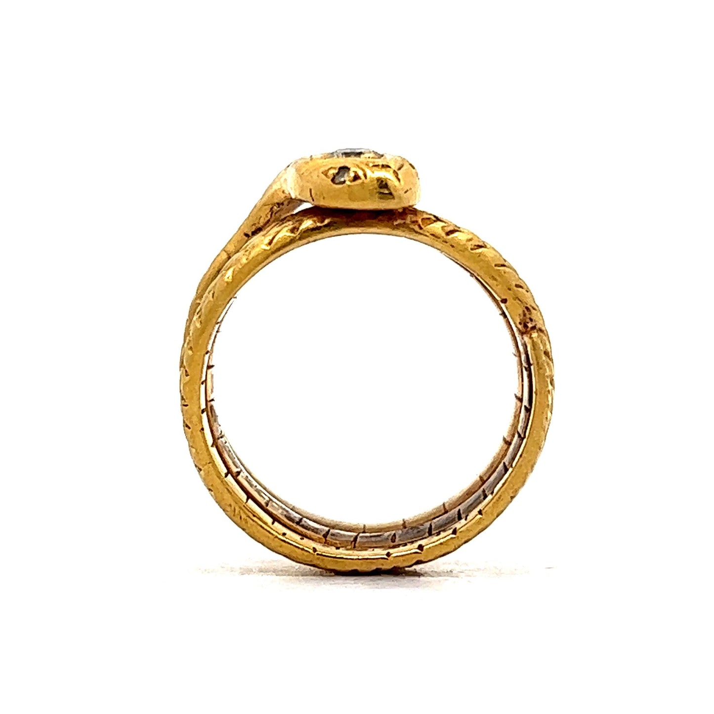 Vintage Diamond Snake Ring in 18k Yellow Gold