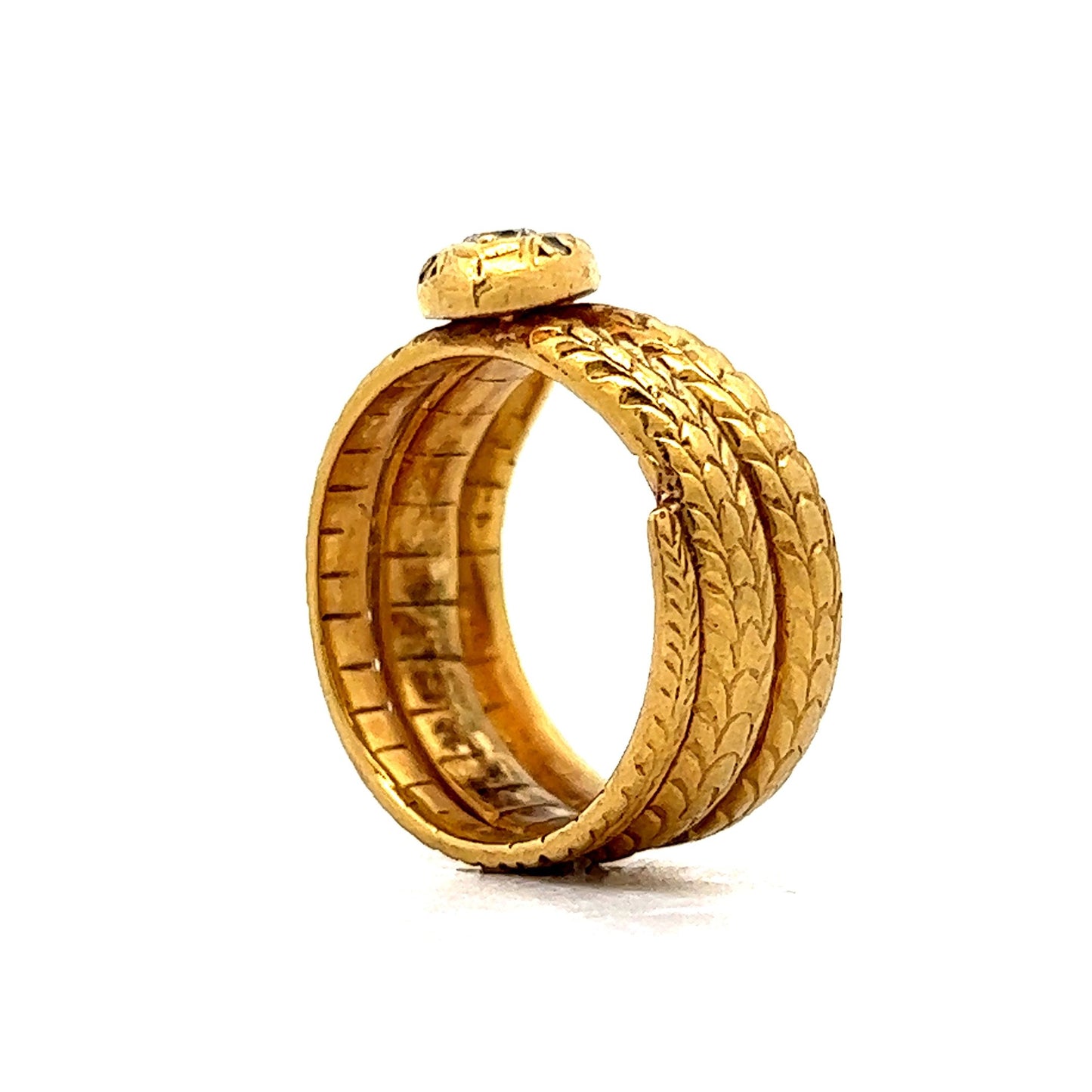 Vintage Diamond Snake Ring in 18k Yellow Gold