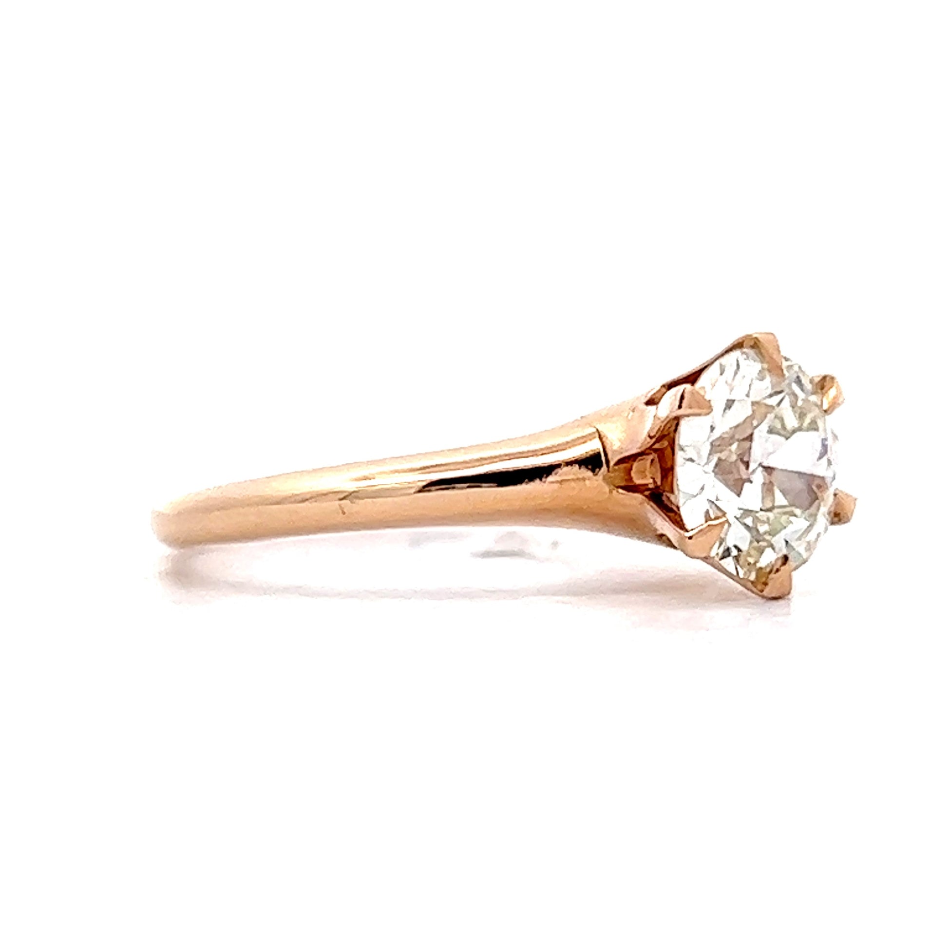 Victorian Solitaire Diamond Engagement Ring in 14k Rose Gold