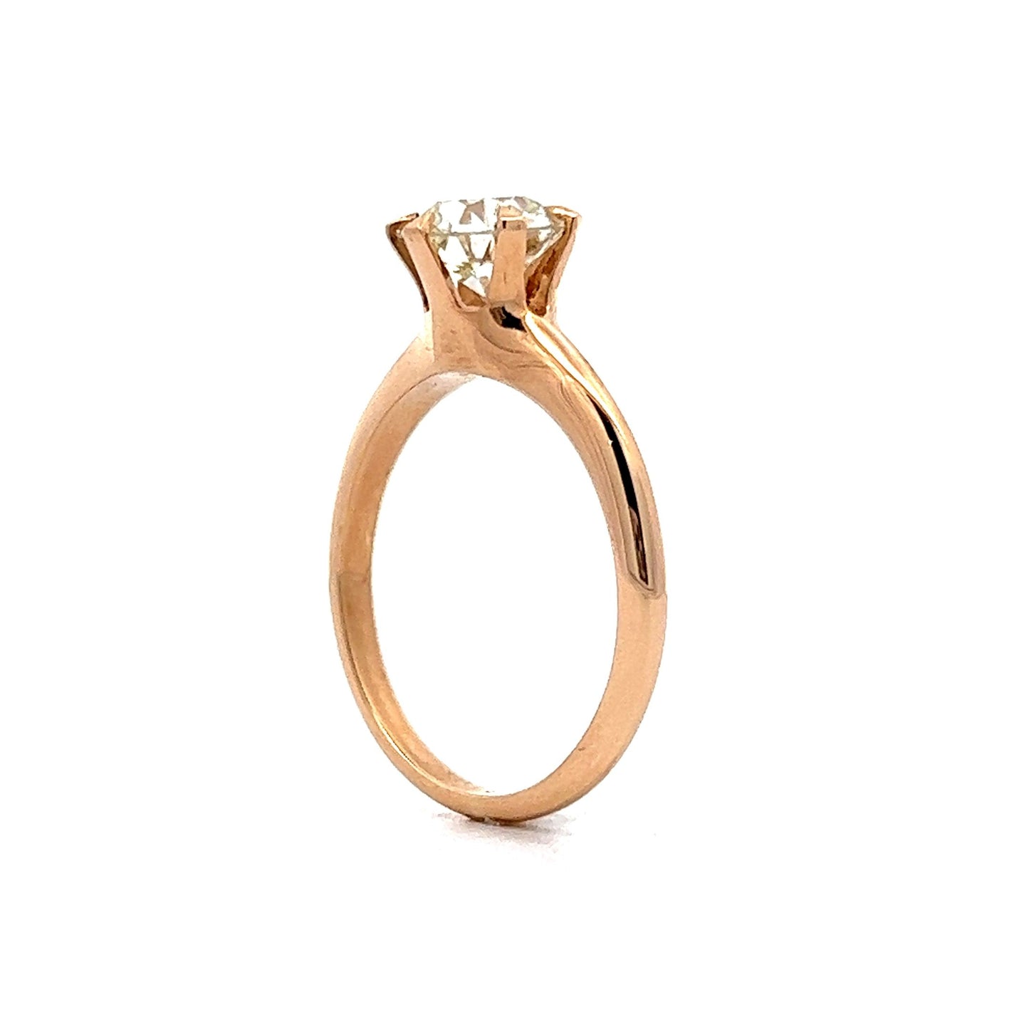 Victorian Solitaire Diamond Engagement Ring in 14k Rose Gold