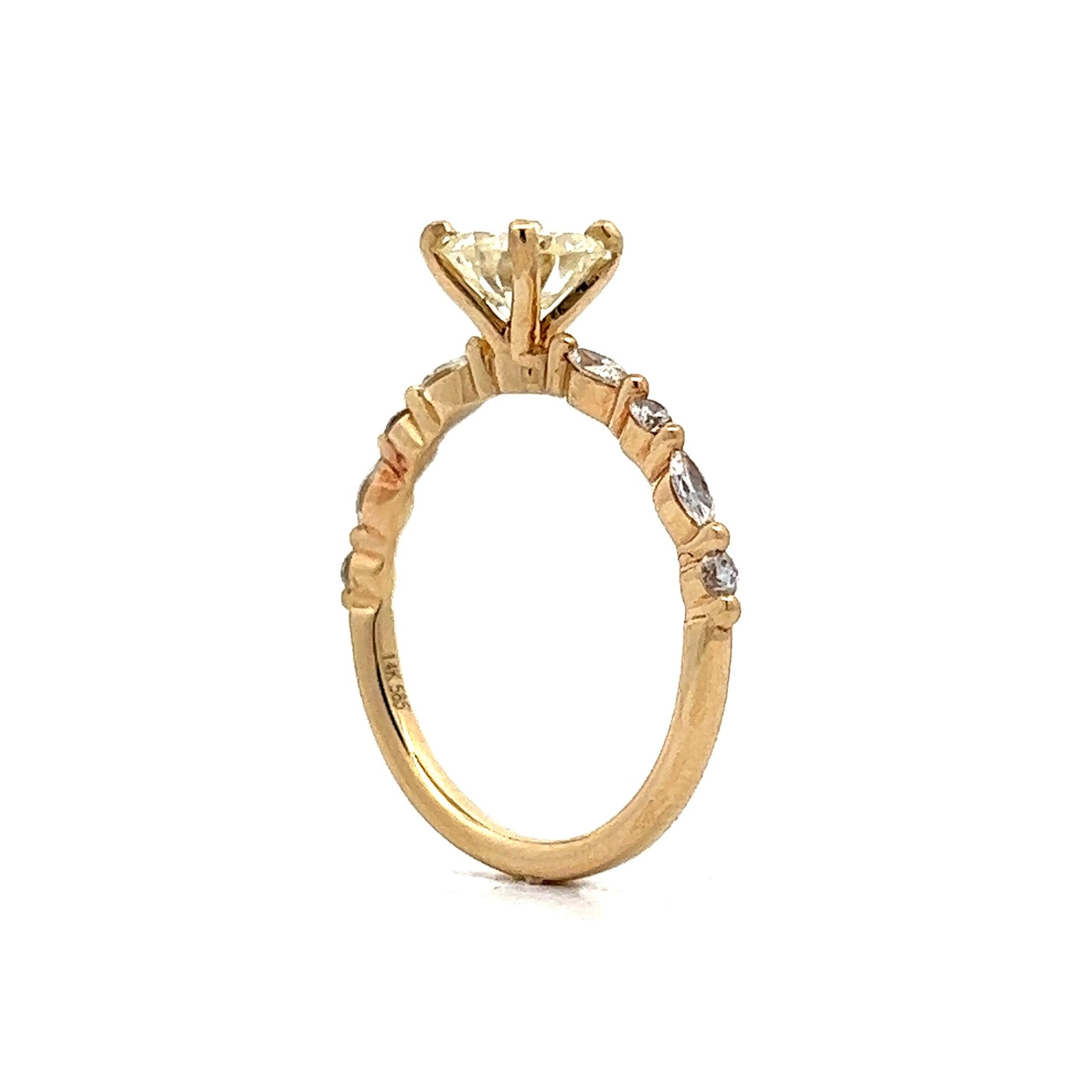 1 Carat Round Diamond Engagement Ring in 14k Yellow Gold