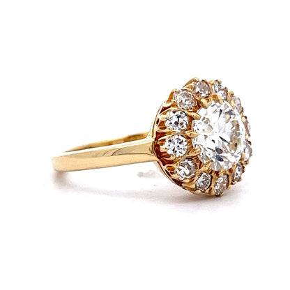 Victorian Cluster Diamond Engagement Ring in 18k Yellow Gold