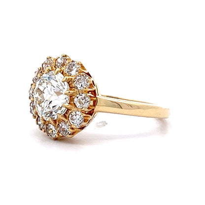 Victorian Cluster Diamond Engagement Ring in 18k Yellow Gold