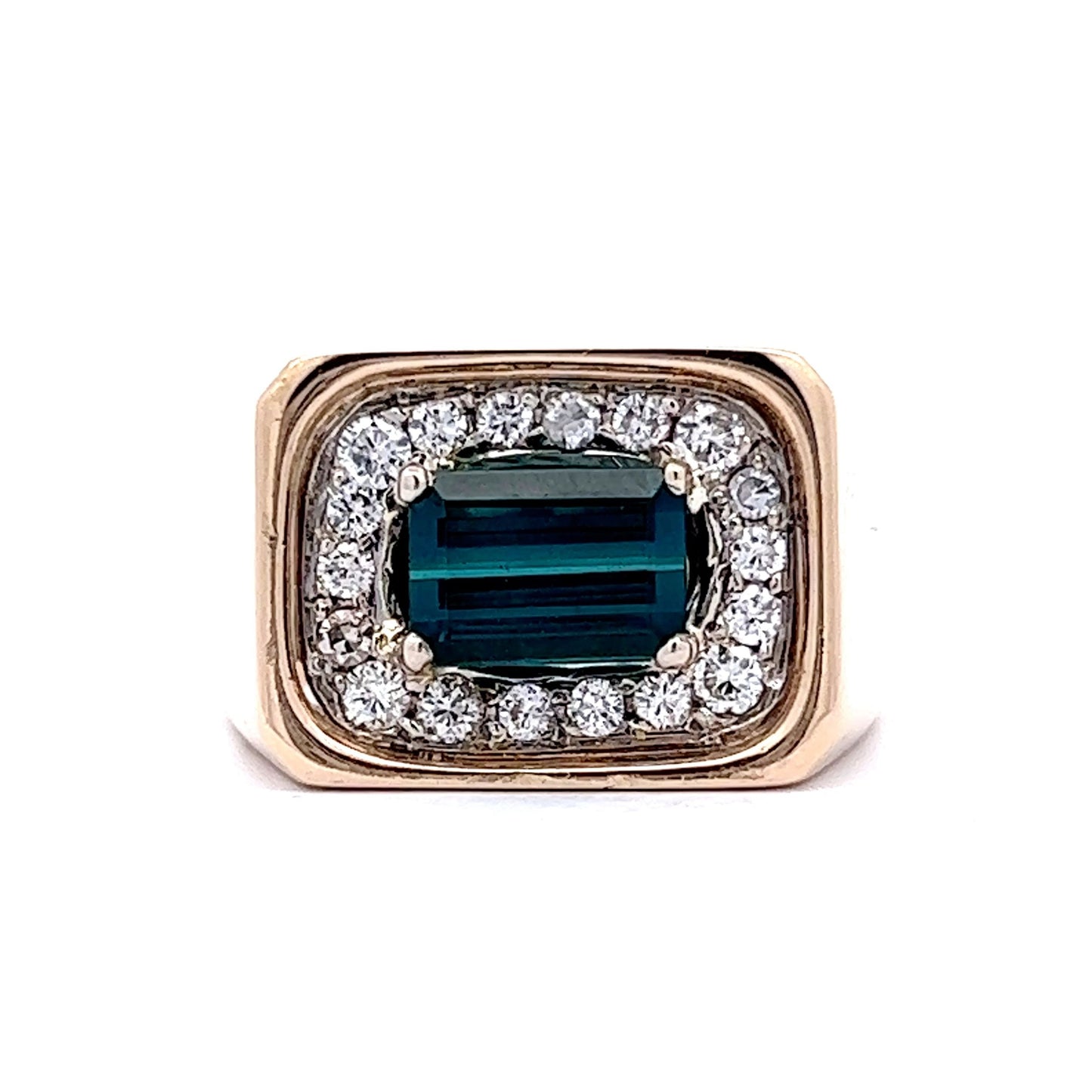 1.56 Tourmaline & Diamond Cocktail Ring in 14k Yellow Gold