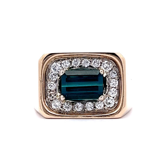 1.56 Tourmaline & Diamond Cocktail Ring in 14k Yellow Gold