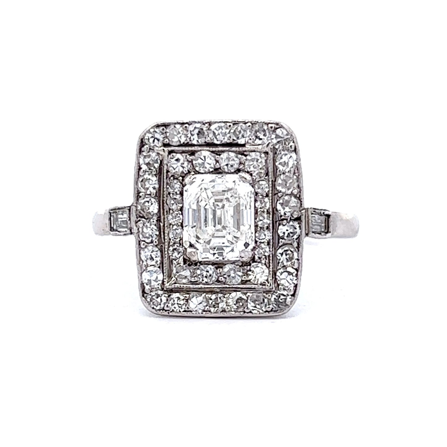 Vintage Art Deco Emerald Cut Cocktail Ring in Platinum