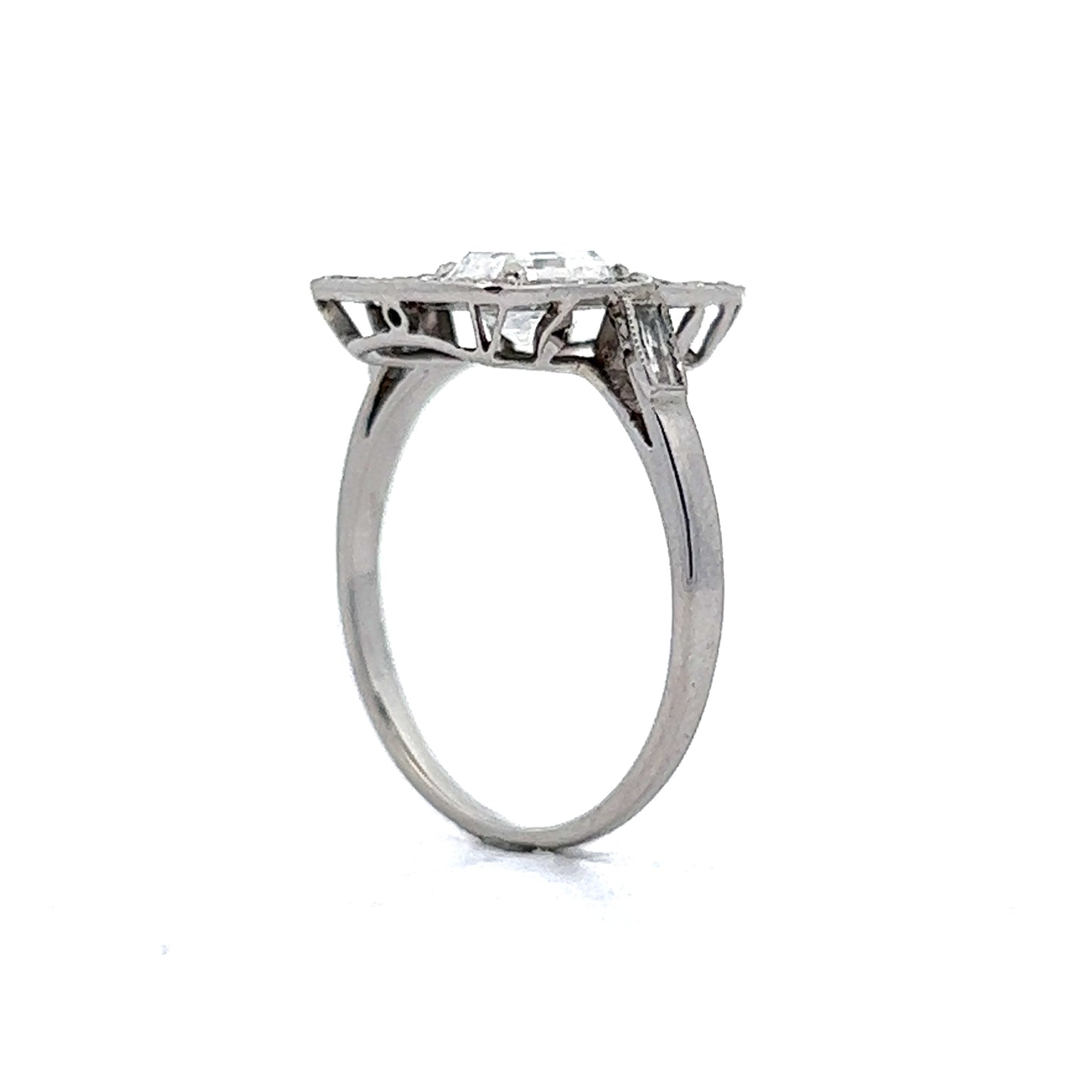 Vintage Art Deco Emerald Cut Cocktail Ring in Platinum