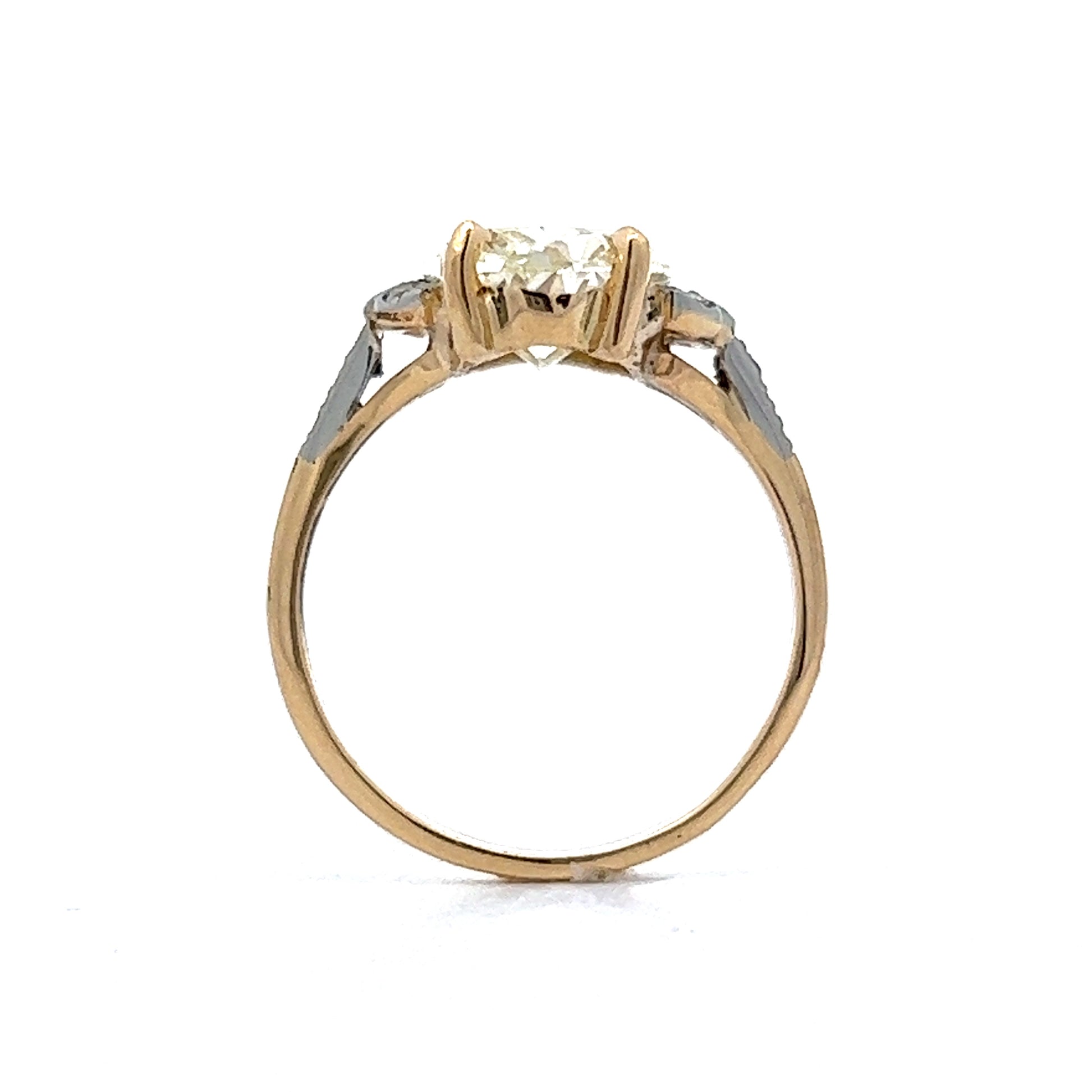 3 Carat Edwardian Cushion Cut Engagement Ring in 14k Yellow & White Gold