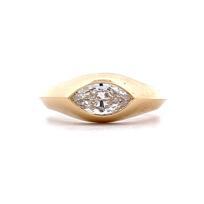 Flush Set Marquis Diamond Engagement Ring in 14k Yellow Gold