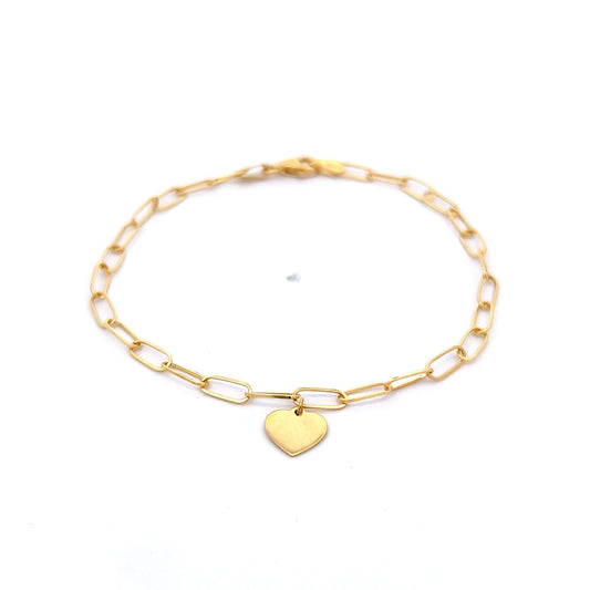 Paperclip Charm Bracelet in 14k Yellow Gold