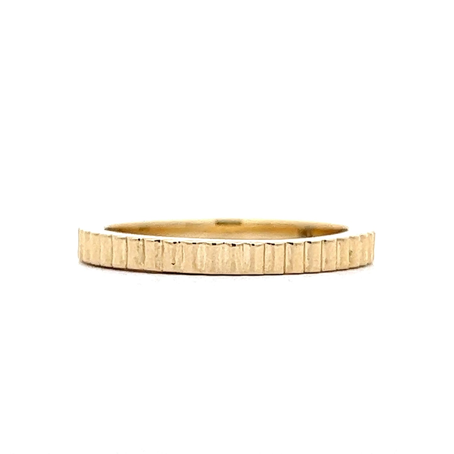 Ridged Textured Stacking Wedding Band in 14k Yellow Gold