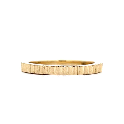 Ridged Textured Stacking Wedding Band in 14k Yellow Gold