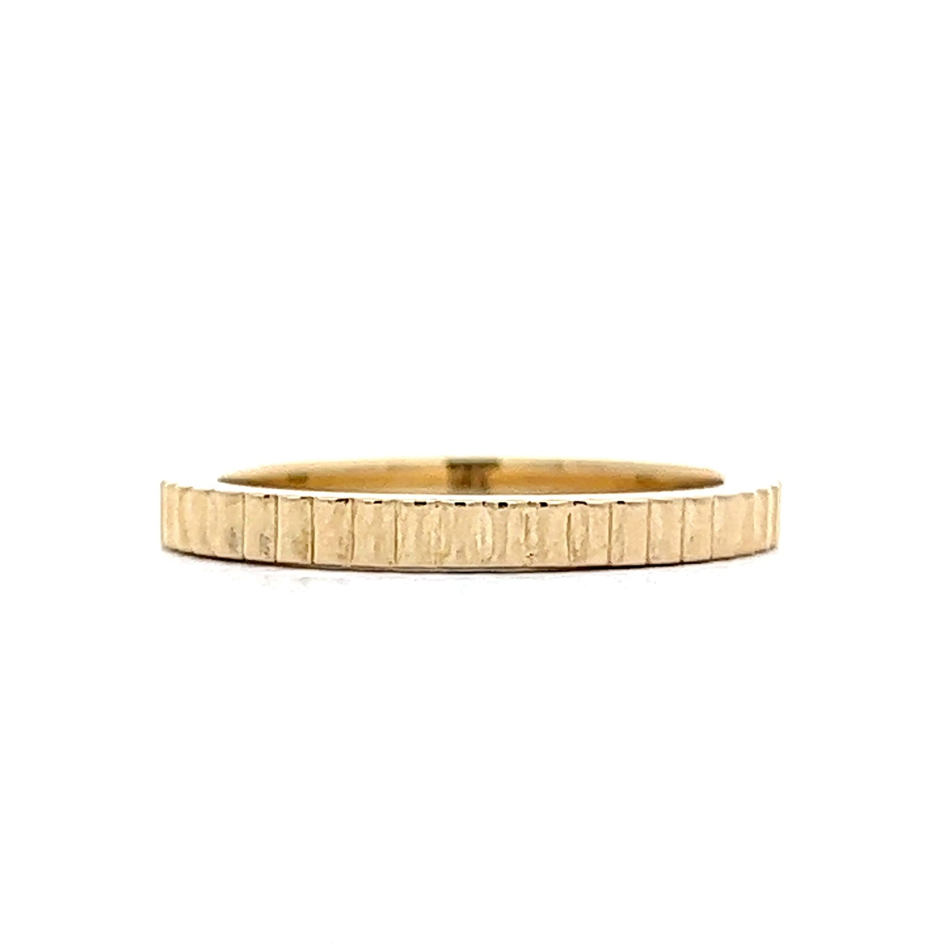 Ridged Textured Stacking Wedding Band in 14k Yellow Gold