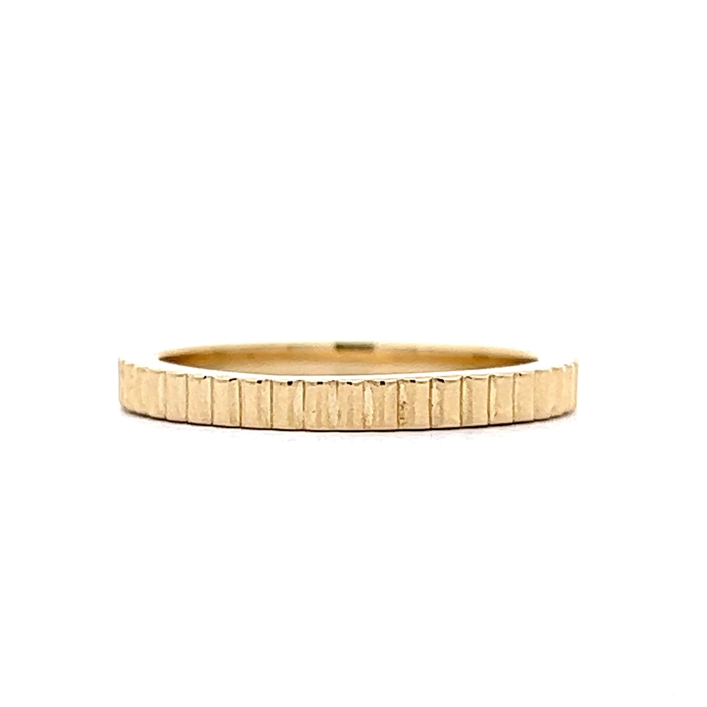 Ridged Textured Stacking Wedding Band in 14k Yellow Gold