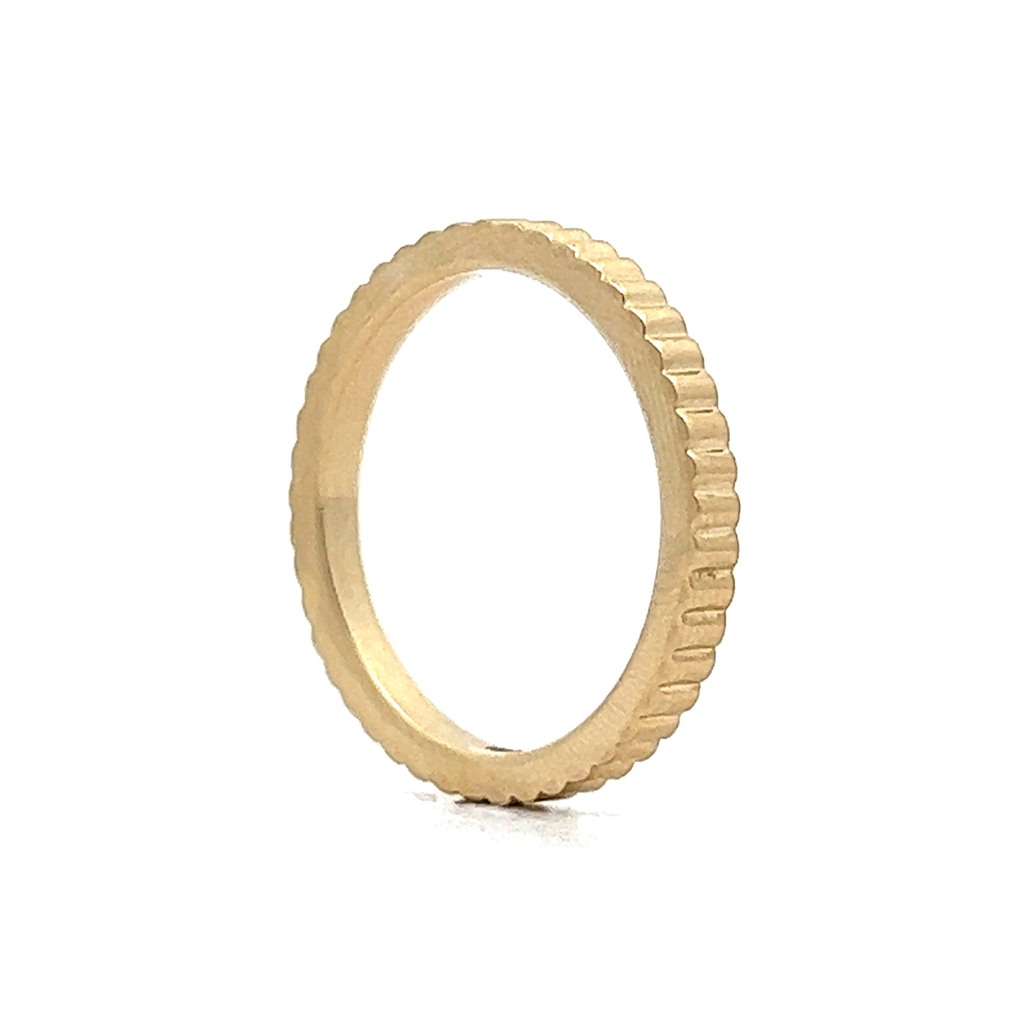 Ridged Textured Stacking Wedding Band in 14k Yellow Gold