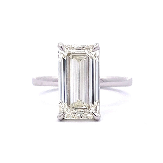 5 Carat Emerald Cut Diamond Engagement Ring in Platinum