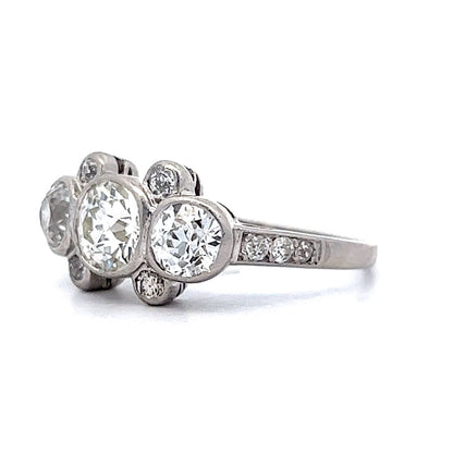 Bezel Set Art Deco Diamond Cocktail Ring in Platinum