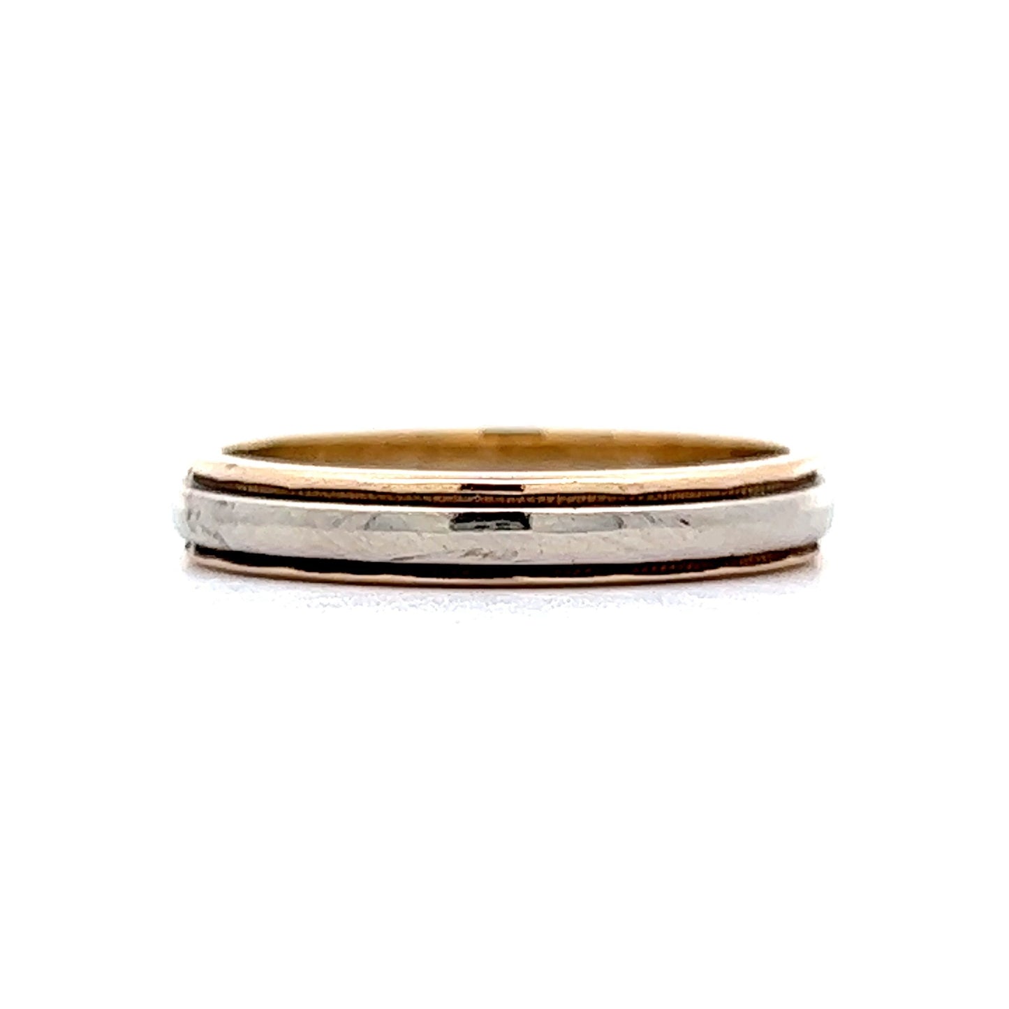 2.2mm Mid-Century Wedding Band in 14k Yellow & White Gold