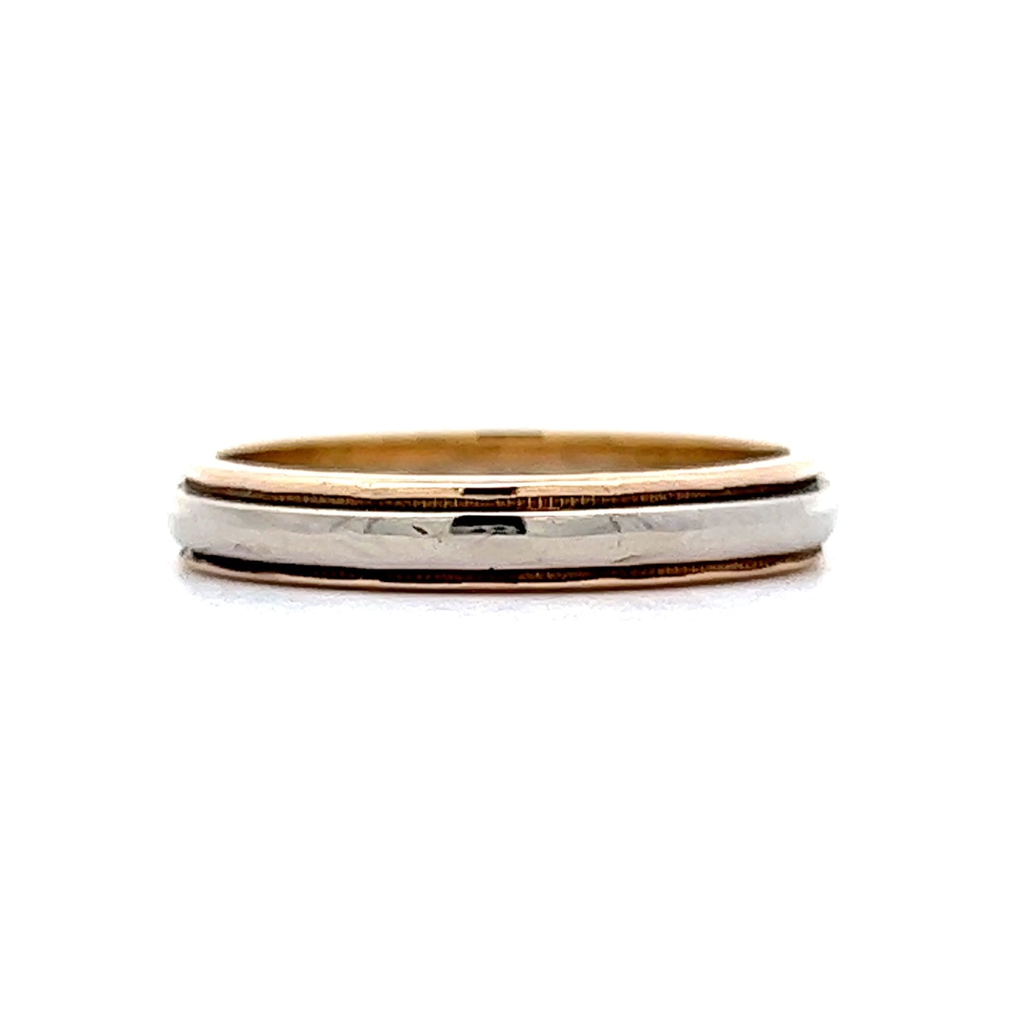 2.2mm Mid-Century Wedding Band in 14k Yellow & White Gold