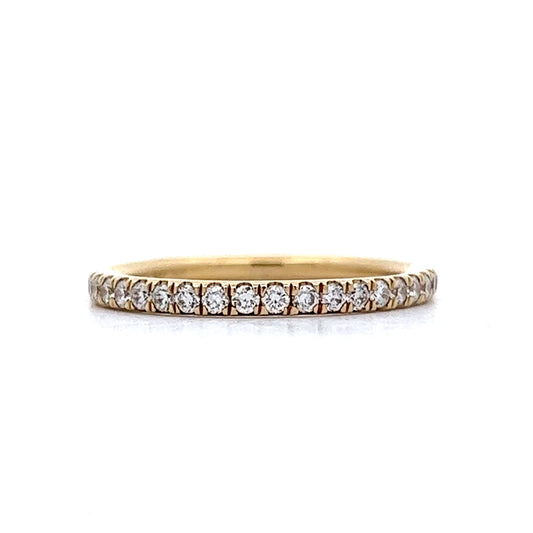 Yellow Gold Thin Wedding Band w/ Diamonds 14k