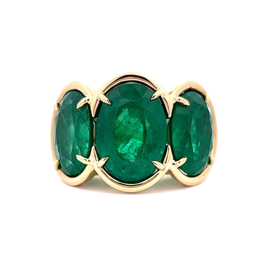 7.75 Oval Cut Emerald Right Hand Ring in 14k Yellow Gold