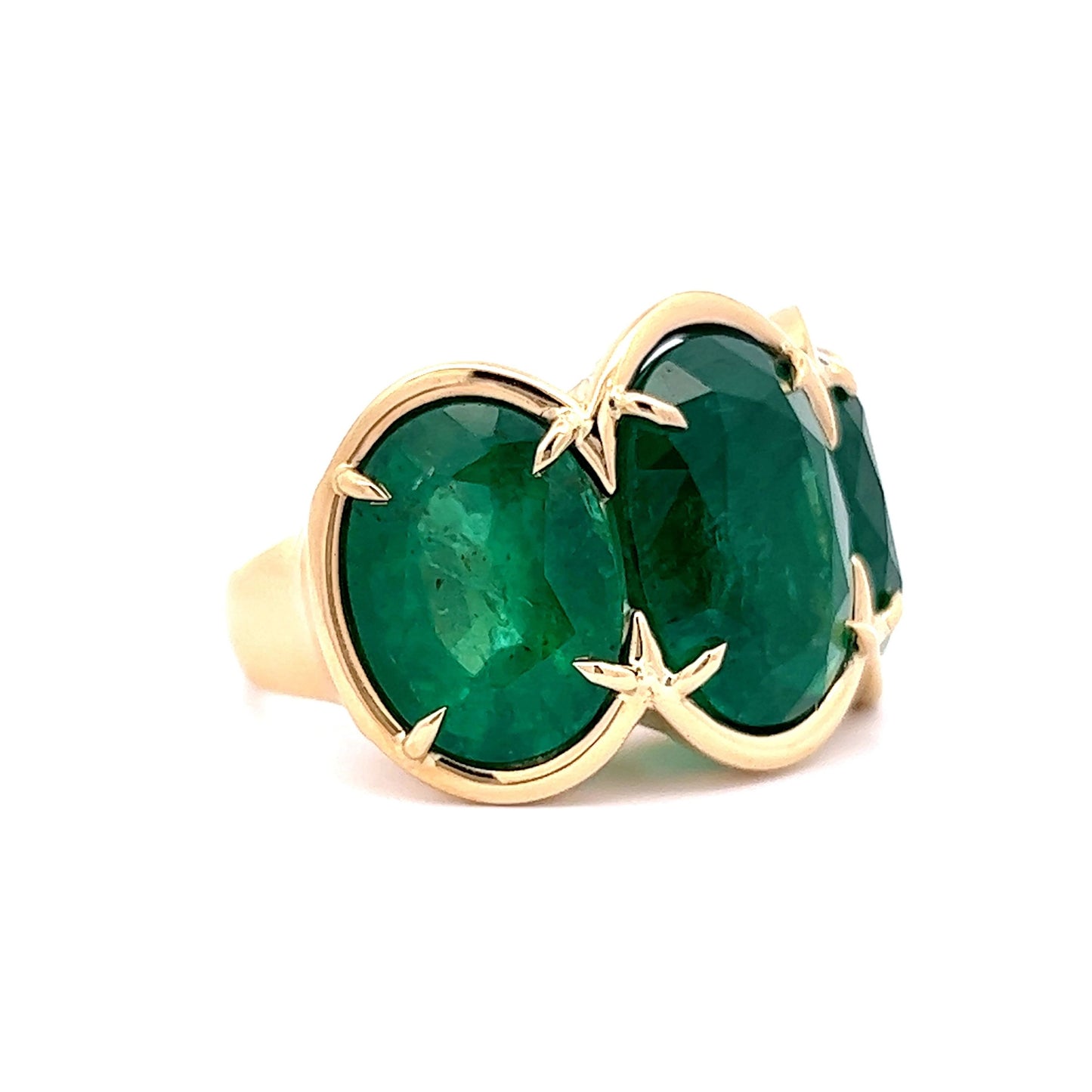 7.75 Oval Cut Emerald Right Hand Ring in 14k Yellow Gold