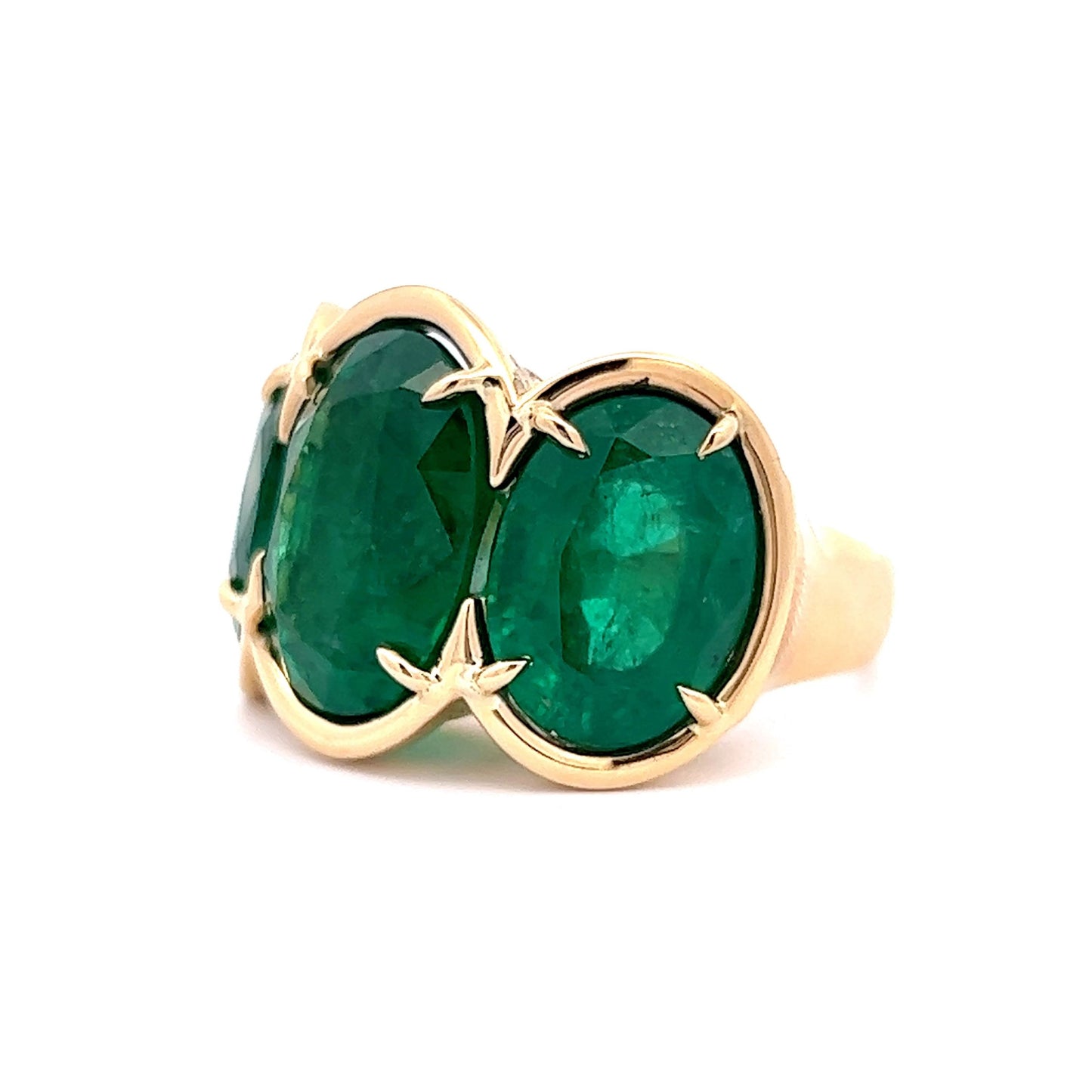 7.75 Oval Cut Emerald Right Hand Ring in 14k Yellow Gold